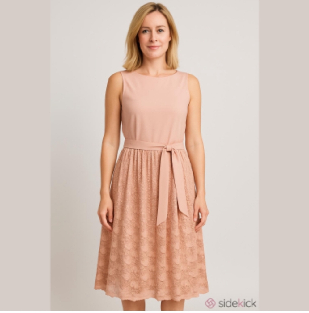SHEIN Blush Lace Midi Dress